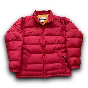 Columbia Heavyweight Down Puffer Jacket Red Full Zip Mens Size Medium